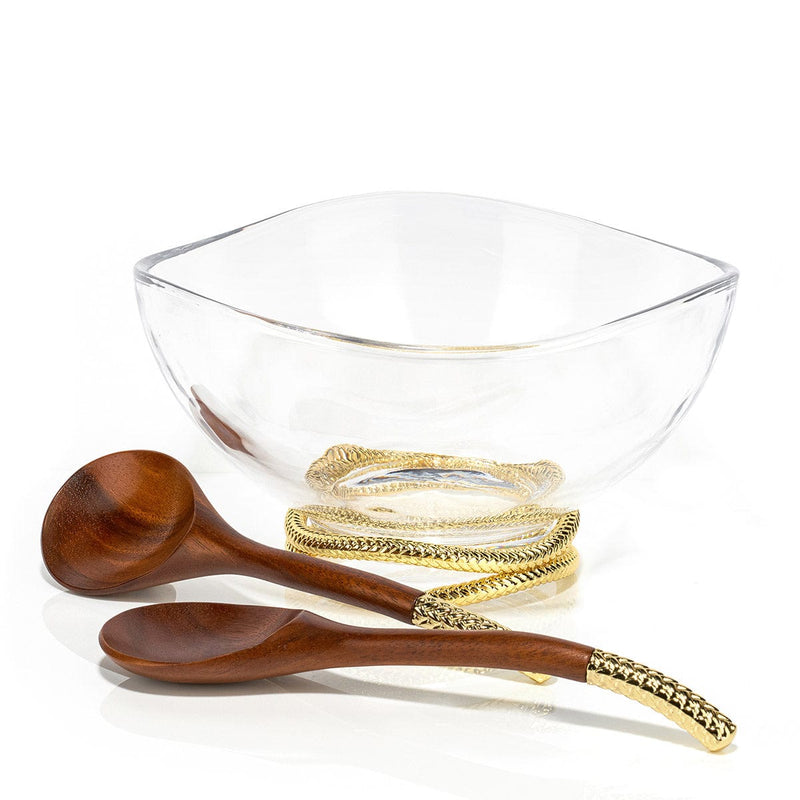 Nambe Unclassified Braid Gold Glass Salad Bowl & Servers