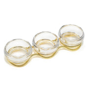 Nambe Unclassified Braid Gold Glass Triple Condiment Server