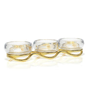 Nambe Unclassified Braid Gold Glass Triple Condiment Server