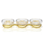 Nambe Unclassified Braid Gold Glass Triple Condiment Server