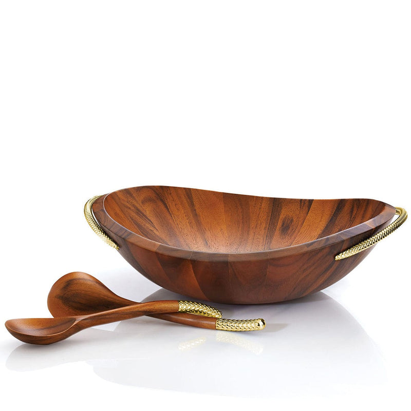 Nambe Unclassified Braid Gold Salad Bowl w/Servers