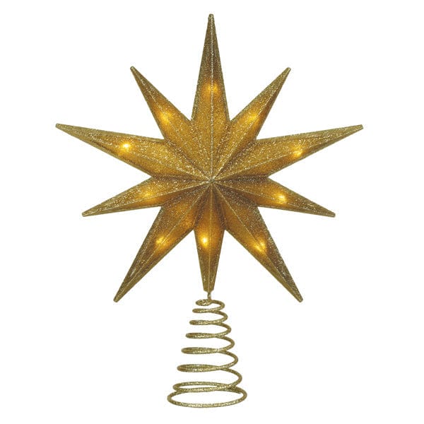 Old World Christmas 12" Lit Gold Glitter Star Tree Topper