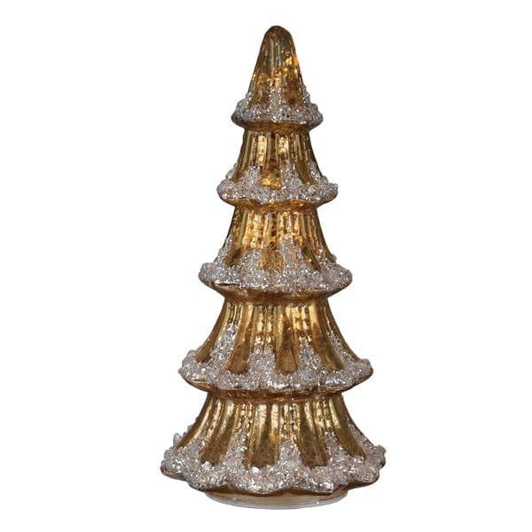 Old World Christmas 12" Lit Gold Mercury Glass Tabletop Tree