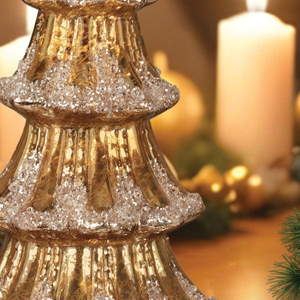 Old World Christmas 12" Lit Gold Mercury Glass Tabletop Tree