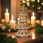 Old World Christmas 12" Lit Gold Mercury Glass Tabletop Tree