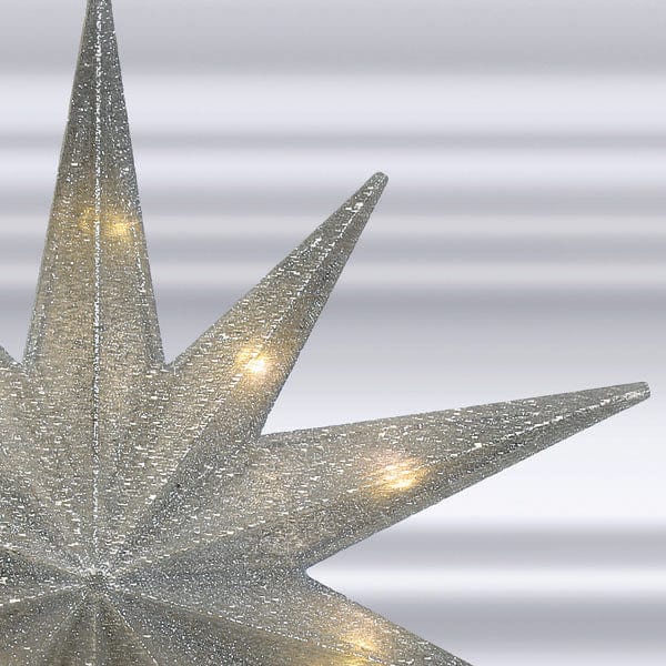 Old World Christmas 12" Lit Silver Glitter Star Tree Topper