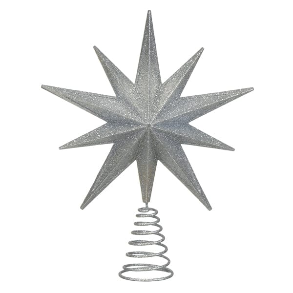 Old World Christmas 12" Lit Silver Glitter Star Tree Topper