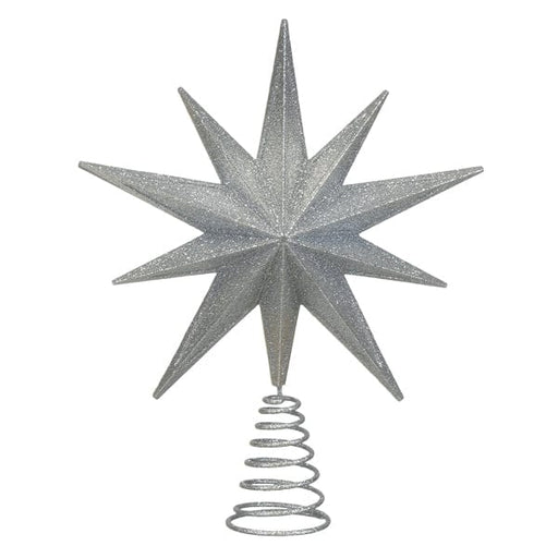 Old World Christmas 12" Lit Silver Glitter Star Tree Topper