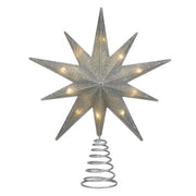Old World Christmas 12" Lit Silver Glitter Star Tree Topper