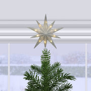 Old World Christmas 12" Lit Silver Glitter Star Tree Topper