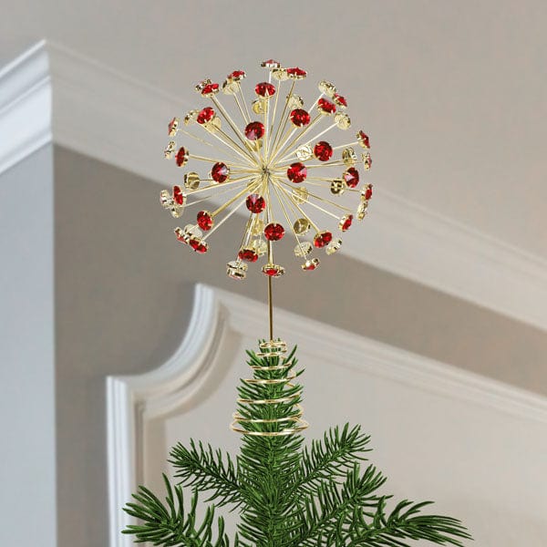 Old World Christmas 12" Red Crystal Burst Tree Topper