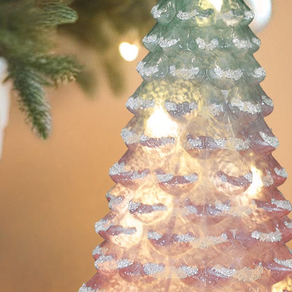 Old World Christmas 14" Lit Pink Glass Tabletop Tree