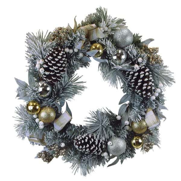 Old World Christmas 24" Silver & Gold Frosted Fir Wreath