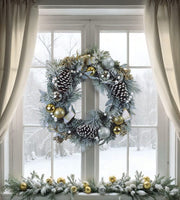 Old World Christmas 24" Silver & Gold Frosted Fir Wreath