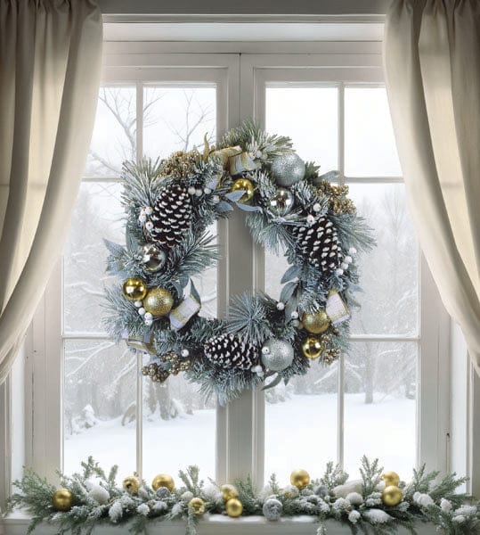Old World Christmas 24" Silver & Gold Frosted Fir Wreath