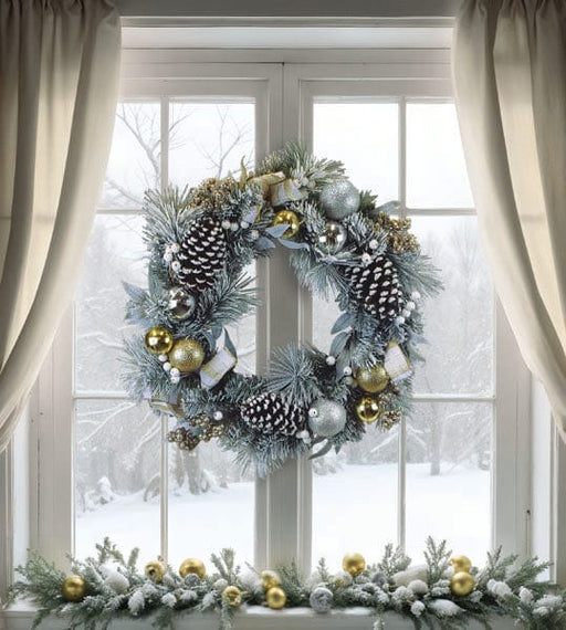 Old World Christmas 24" Silver & Gold Frosted Fir Wreath