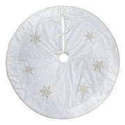 Old World Christmas 48" Ivory Snowflake Embroidered Tree Skirt with  Faux Fur Trim