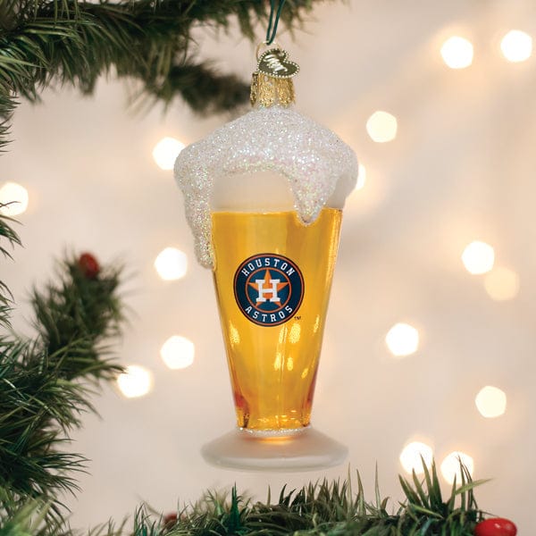 Old World Christmas Astros Glass Of Beer Ornament