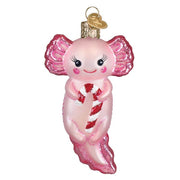 Old World Christmas Axolotl With Candy Cane Ornament