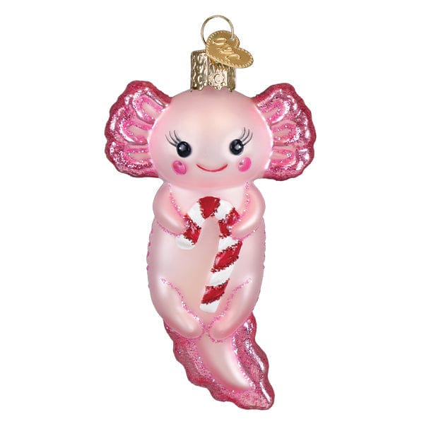 Old World Christmas Axolotl With Candy Cane Ornament