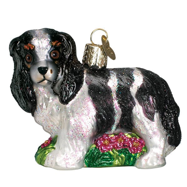 Old World Christmas Black/white King Charles Spani Ornament