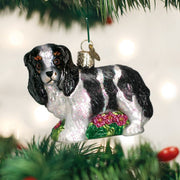Old World Christmas Black/white King Charles Spani Ornament