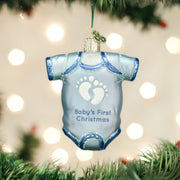 Old World Christmas Blue Baby Onesie Ornament