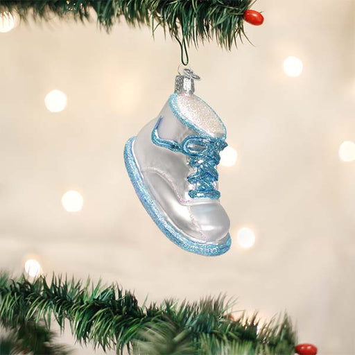 Old World Christmas Blue Baby Shoe Ornament