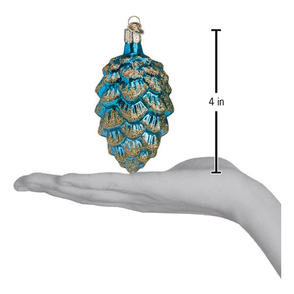 Old World Christmas Blue Ponderosa Pine Cone Ornament