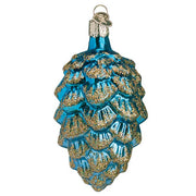 Old World Christmas Blue Ponderosa Pine Cone Ornament
