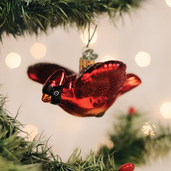 Old World Christmas Cardinal In Flight Ornament
