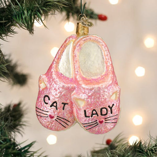 Old World Christmas Cat Lady Slippers Ornament