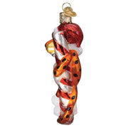 Old World Christmas Chester Cheetah On Candy Cane Ornament