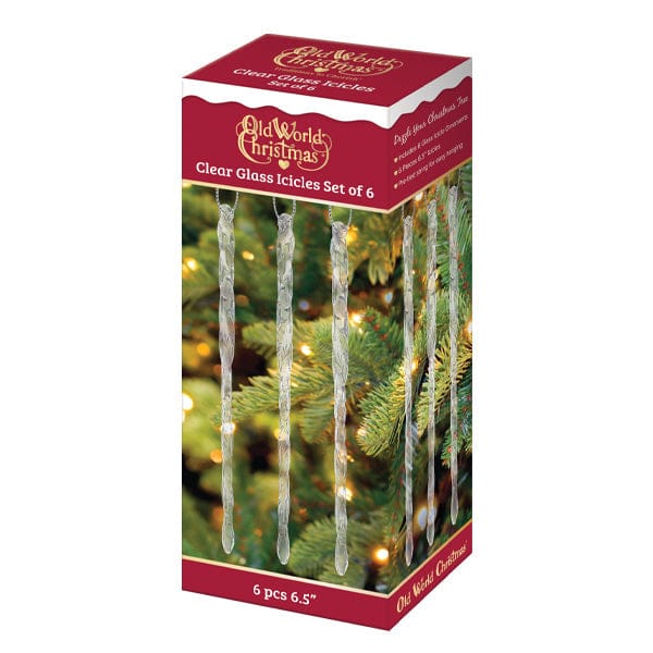 Old World Christmas Clear Glass Icicles Set Of 6 Ornament