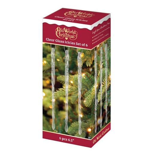 Old World Christmas Clear Glass Icicles Set Of 6 Ornament