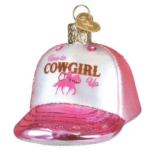 Old World Christmas Cowgirl Trucker Cap Ornament