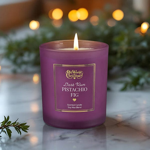 Old World Christmas Dark Rum Pistachio Fig Candle