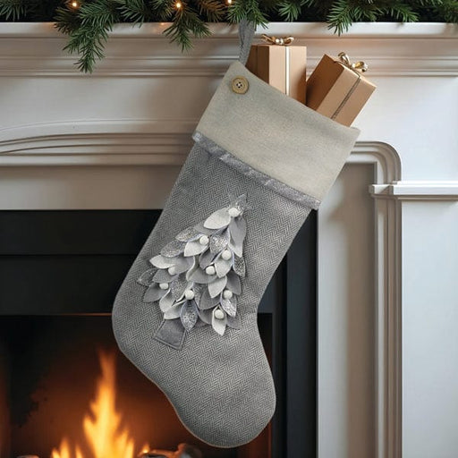 Old World Christmas Elegant Stocking With Tree Motif