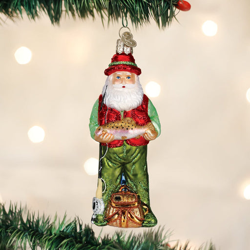 Old World Christmas Fly Fishing Santa Ornament