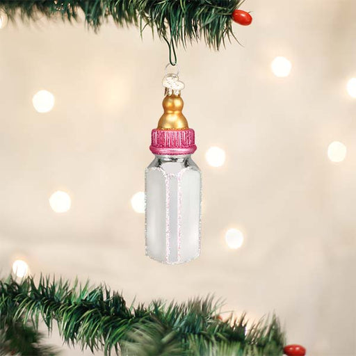 Old World Christmas Girl Baby Bottle Ornament