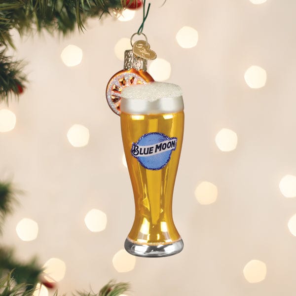 Old World Christmas Glass Of Blue Moon Beer Ornament