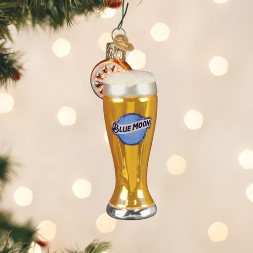 Old World Christmas Glass Of Blue Moon Beer Ornament