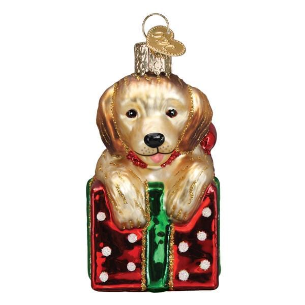 Old World Christmas Golden Puppy Surprise Ornament
