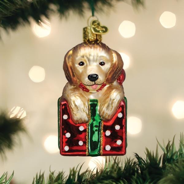 Old World Christmas Golden Puppy Surprise Ornament