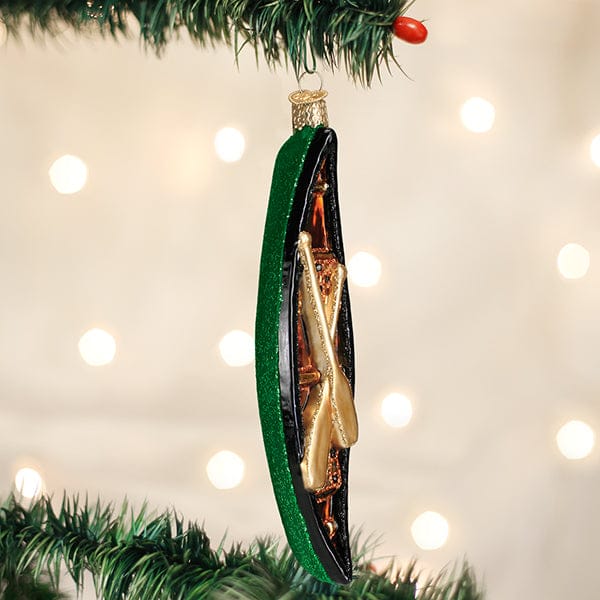 Old World Christmas Green Canoe Ornament