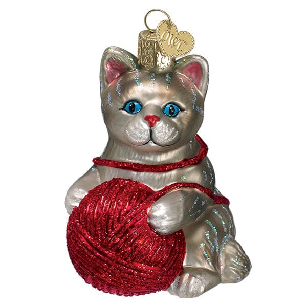 Old World Christmas Grey Playful Kitten Ornament