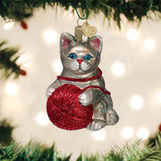 Old World Christmas Grey Playful Kitten Ornament