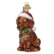 Old World Christmas Holiday Chocolate Labrador Pup Ornament