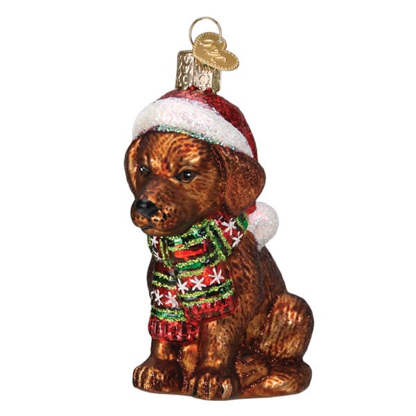 Old World Christmas Holiday Chocolate Labrador Pup Ornament