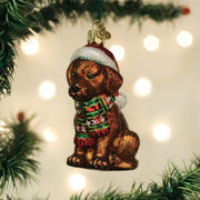 Old World Christmas Holiday Chocolate Labrador Pup Ornament